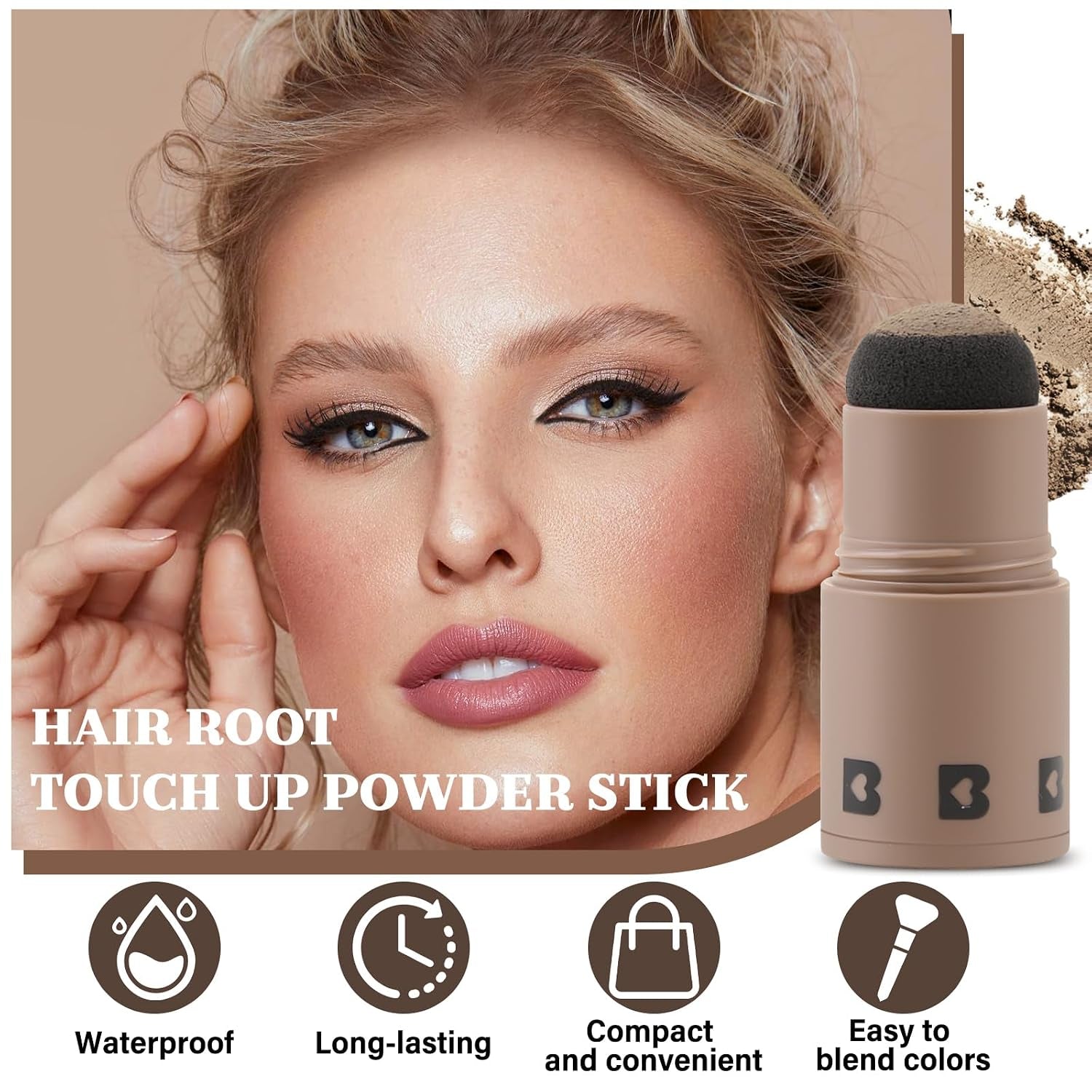 Hairline Powder Stick, Root Touch up and Hair Shadow Powder Stick, Waterproof Hairline Filler to Cover Gray Hair, Thinning Hair